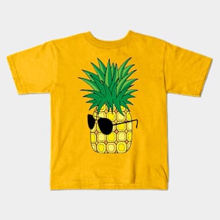 Sunny Pineapple with Glasses Kids T-Shirt